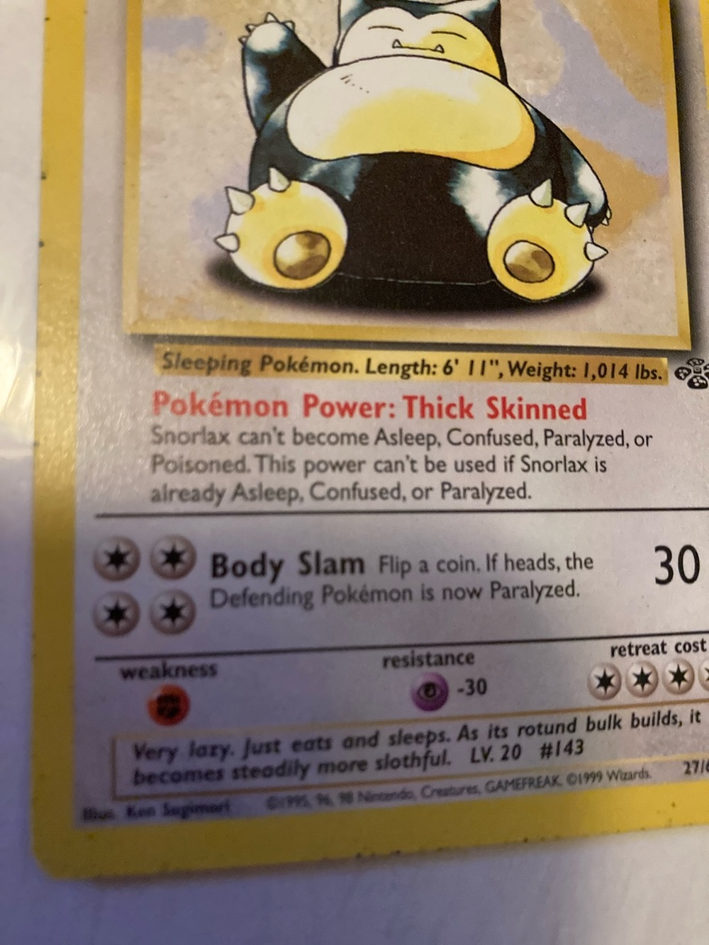 Snorlax Pokemon Card - Yellow Border (some wearing on bottom) - Picture 10 of 14